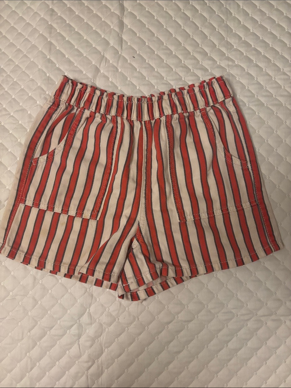 Cotton On Kids Girls Red and White Striped High Waist Shorts Size 8